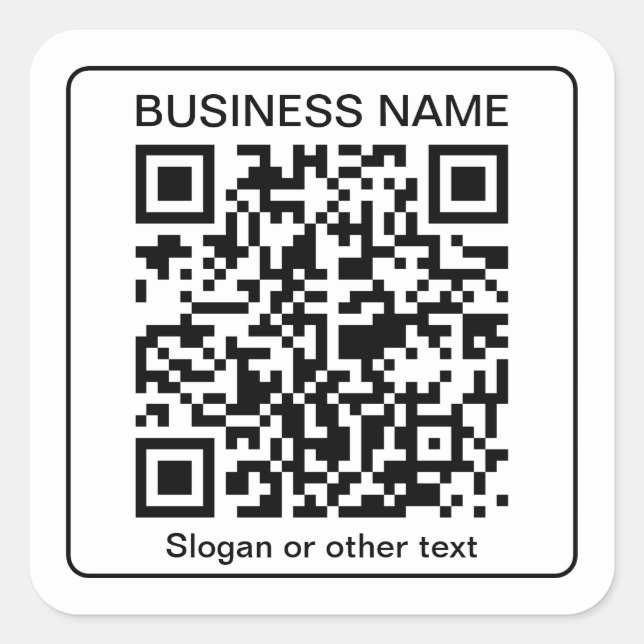 Adesivo Quadrado Código QR editável digitalizável + nome da sua emp (Frente)