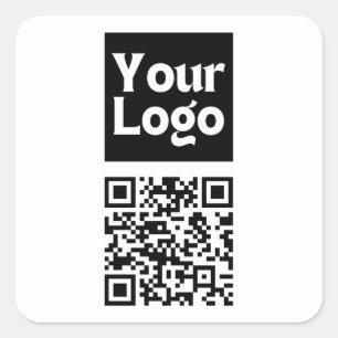 Adesivo Quadrado Código QR editável e logotipo ou imagem da sua emp