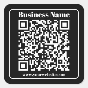 Adesivo Quadrado Código QR editável Estilo Moderno Retroativo Preto