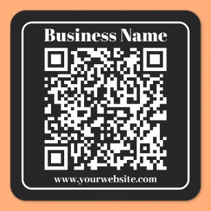 Adesivo Quadrado Código QR editável Estilo Moderno Retroativo Preto