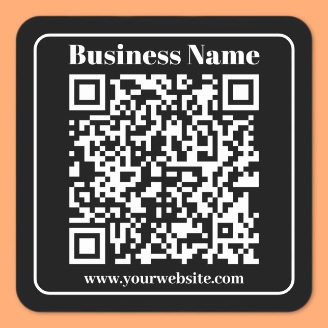 Adesivo Quadrado Código QR editável Estilo Moderno Retroativo Preto (Criador carregado)