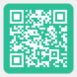 Adesivo Quadrado Código QR editável Gera seu próprio   Teal Green