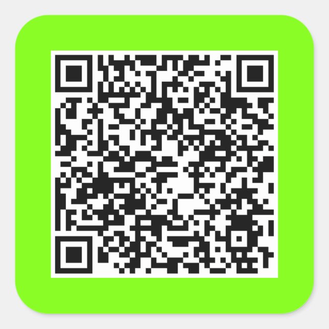 Adesivo Quadrado Código QR em verde fluorescente (Frente)