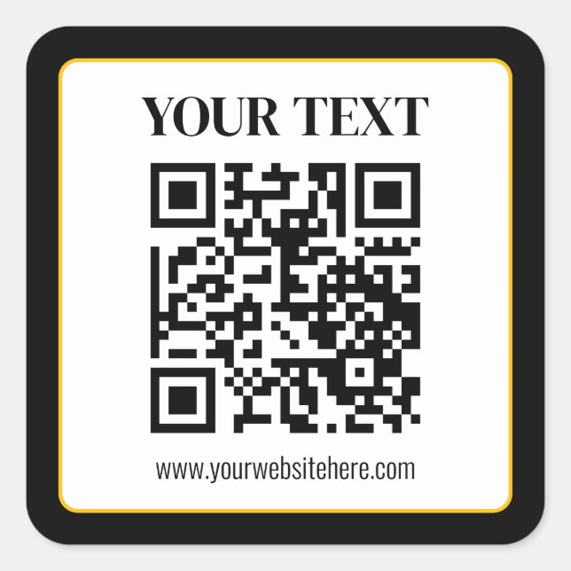 Adesivo Quadrado Código QR empresarial com texto superior e inferio (Frente)