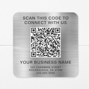 Adesivo Quadrado Código QR Empresarial Prata
