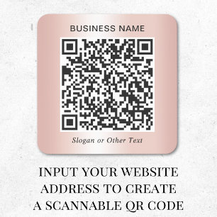 Adesivo Quadrado Código QR Empresarial Rosa Dourado