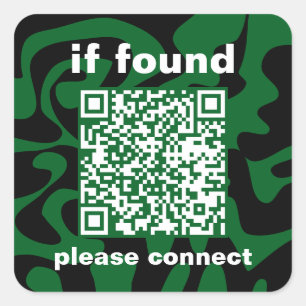Adesivo Quadrado Código QR floresta verde groovy perdido encontrado