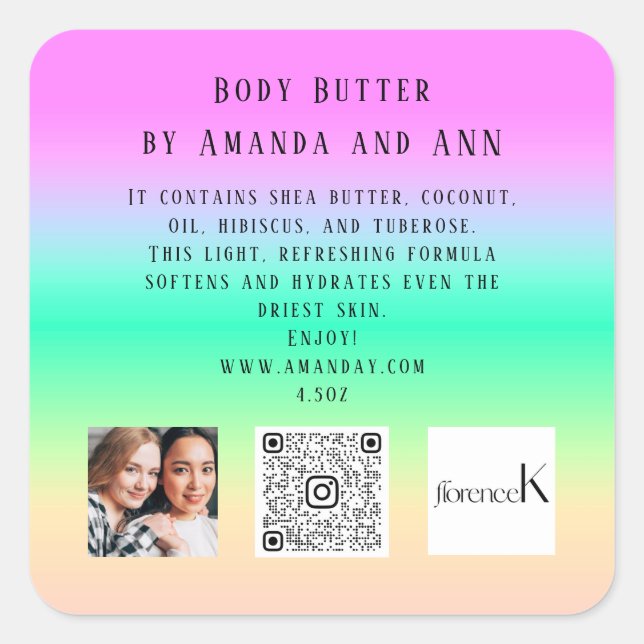 ADESIVO QUADRADO CÓDIGO QR FOTO DO PRODUTO COSMÉTICOS DE BALM DO PR (Frente)