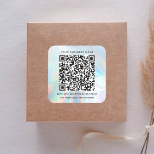 Adesivo Quadrado Código QR Holográfico Empresarial e Profissional