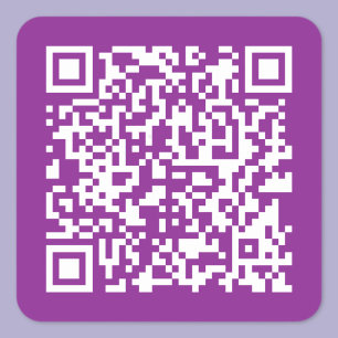 Adesivo Quadrado Código QR instantâneo com URL do seu site Roxo