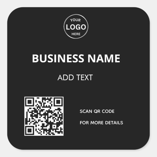 Adesivo Quadrado Código Qr Logotipo comercial Autocolante preto mod (Frente)