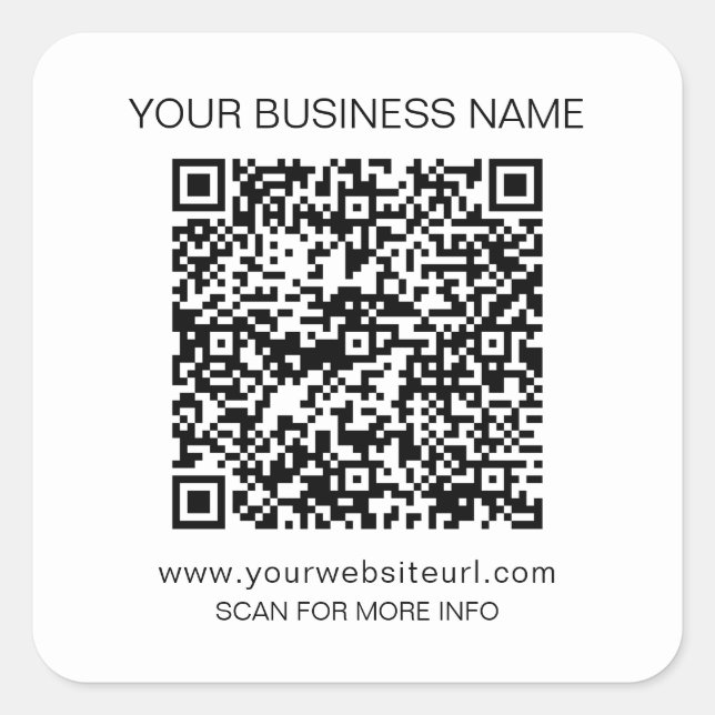 Adesivo Quadrado Código QR Logotipo personalizado e Marketing de te (Frente)