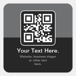 Adesivo Quadrado Código QR Modern Escaneável Preto, Cinza e Branc
