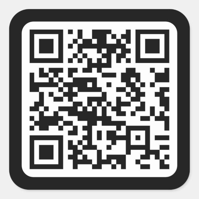 Adesivo Quadrado Código QR moderno editável | Branco preto ou qualq (Frente)