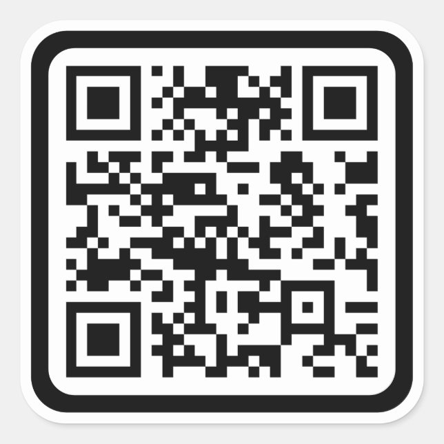 Adesivo Quadrado Código QR moderno editável | Branco preto ou qualq (Frente)