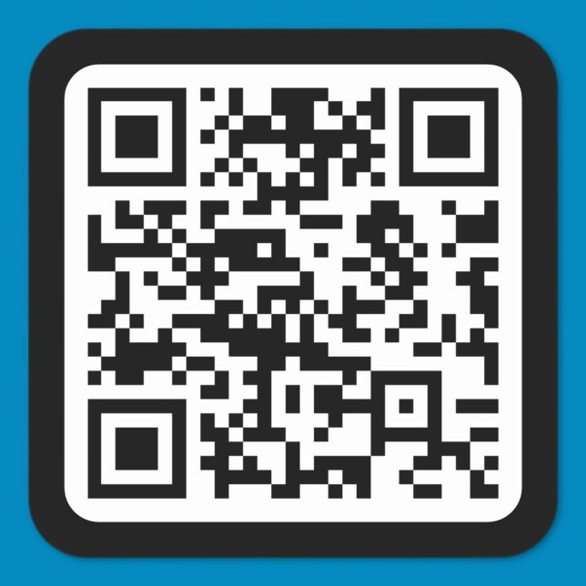 Adesivo Quadrado Código QR moderno editável | Branco preto ou qualq (Criador carregado)