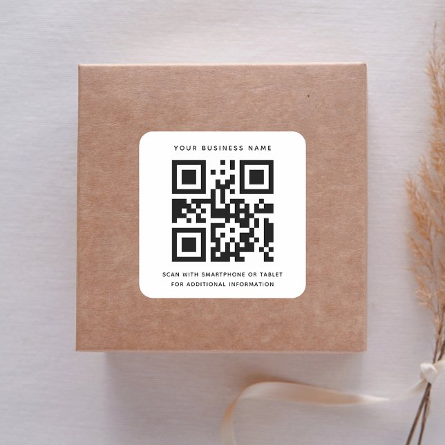 Adesivo Quadrado Código QR moderno - Personalizado profissional (Modern QR Code Business Professional Custom Square Sticker)