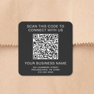 Adesivo Quadrado Código QR Negócios Preto