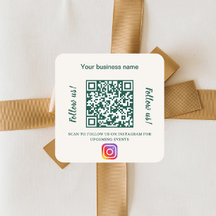 Adesivo Quadrado Código qr nome da empresa marfim verde instagram