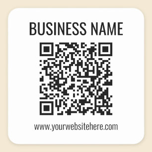 Adesivo Quadrado Código QR & Nome da Empresa personalizáveis