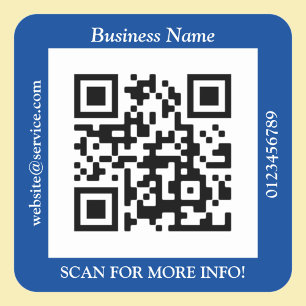 Adesivo Quadrado Código QR Nome do site da empresa Promo, Azul Escu