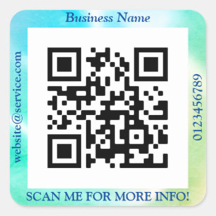 Adesivo Quadrado Código QR Nome do site de negócios Promo, Azul e V