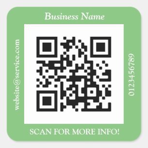 Adesivo Quadrado Código QR Nome do site de negócios Promo, Sage