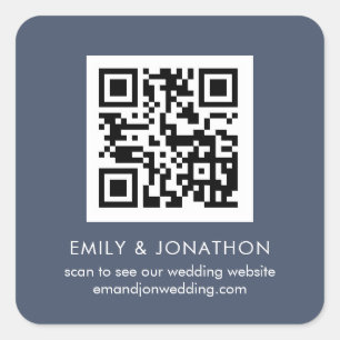 Adesivo Quadrado Código QR Nomes de Sites de Casamento Dusty Marin