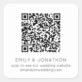 Adesivo Quadrado Código QR Nomes de Sites de Casamento Preto