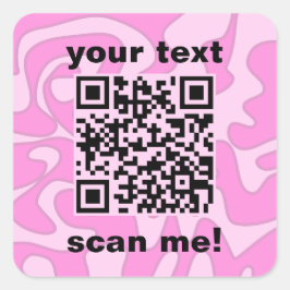 Adesivo Quadrado Código QR Pastel Pink Bubblegum Cute Moderno