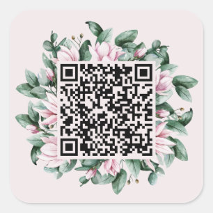 Adesivo Quadrado Código QR Personalizado Casamento de Quadro de Flo