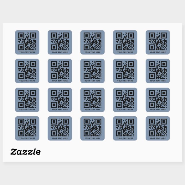 Adesivo Quadrado Código QR personalizado e azul empoeirado de promo (Folha)