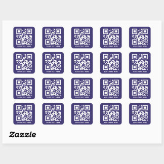 Adesivo Quadrado Código QR personalizado e Azul escuro de promoção 