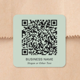 Adesivo Quadrado Código QR Personalizado Empresarial Verde Sage