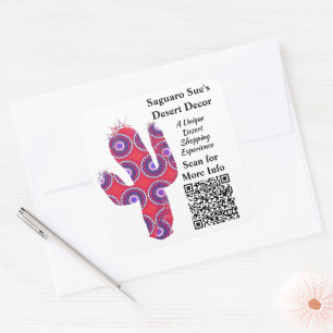 Adesivo Quadrado Código QR Personalizado Pequena Empresa Promo Cham