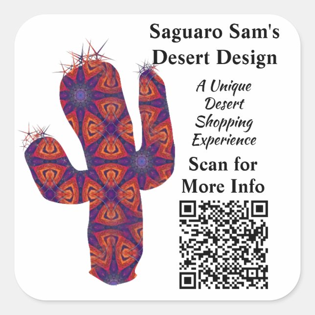 Adesivo Quadrado Código QR Personalizado - Promoção de Chamada para (Frente)