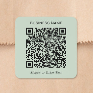Adesivo Quadrado Código QR Personalizado Verde Salvia