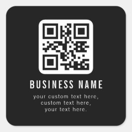 Adesivo Quadrado Código QR personalizável e design de texto editáve