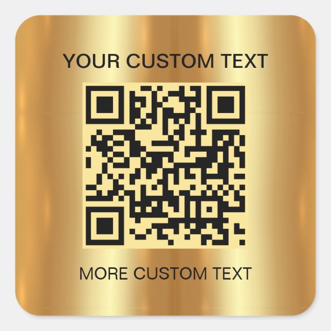 Adesivo Quadrado Código QR personalizável e Dourado do Modelo digit (Frente)