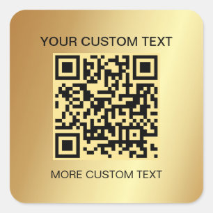 Adesivo Quadrado Código QR personalizável e Dourado do Modelo digit
