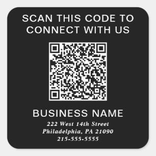 Adesivo Quadrado Código QR Preto Comercial Moderno