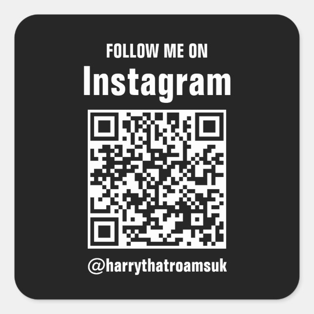 Adesivo Quadrado Código QR preto elegante Logotipo comercial | Prof (Frente)