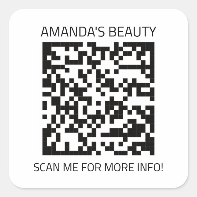 Adesivo Quadrado Código QR Promocional branco preto pequeno frontal (Frente)