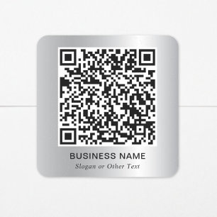 Adesivo Quadrado Código QR Promocional Prata Moderno