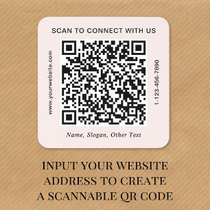 Adesivo Quadrado Código QR Rosa Empresarial