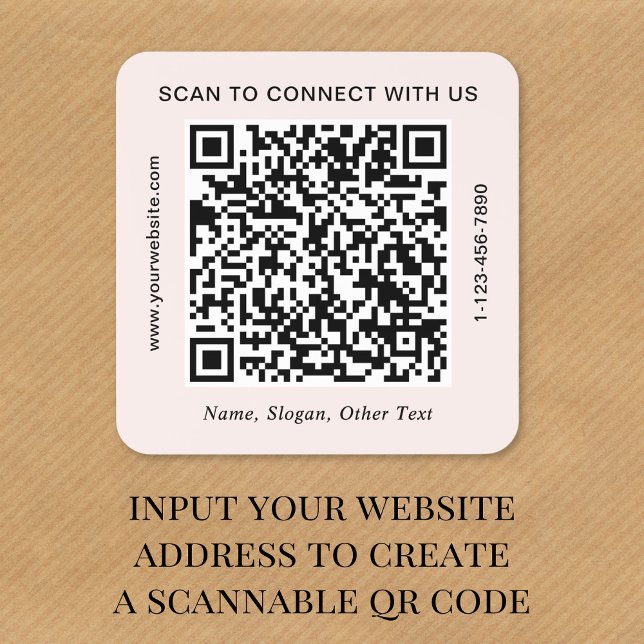 Adesivo Quadrado Código QR Rosa Empresarial (Criador carregado)