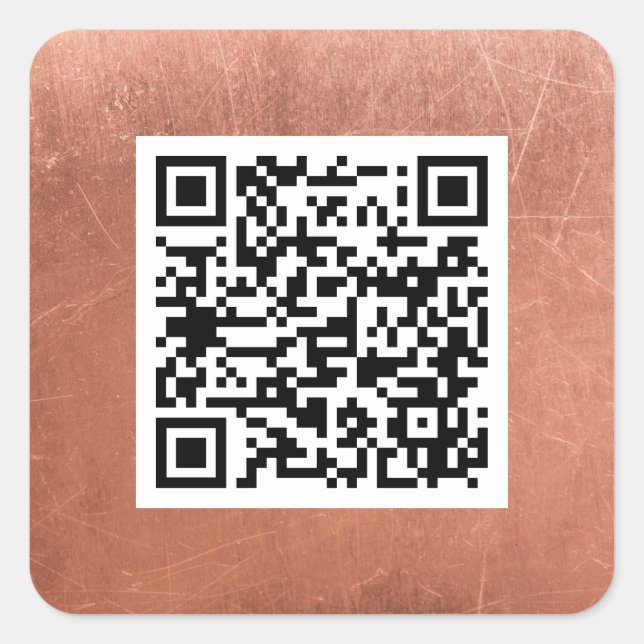 Adesivo Quadrado Código QR Simples Código Elegante de Cobre Bronze  (Frente)