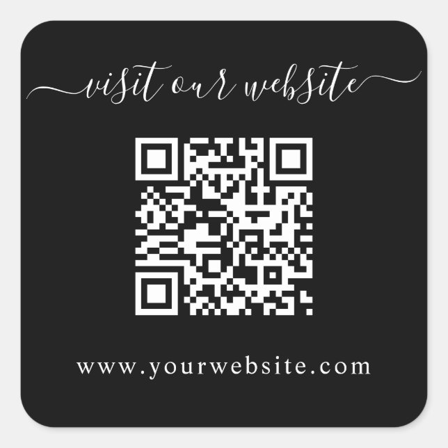 Adesivo Quadrado Código QR Site de Casamento Preto (Frente)