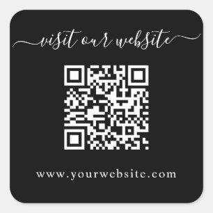 Adesivo Quadrado Código QR Site de Casamento Preto