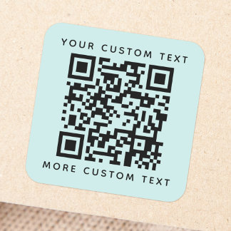 Adesivo Quadrado Código QR texto personalizado parte superior infer
